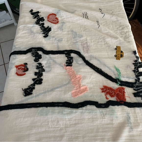 Madewell Large New Fring Abstract Blanket Scarf Ivory Textured NYC Light - Picture 7 of 9